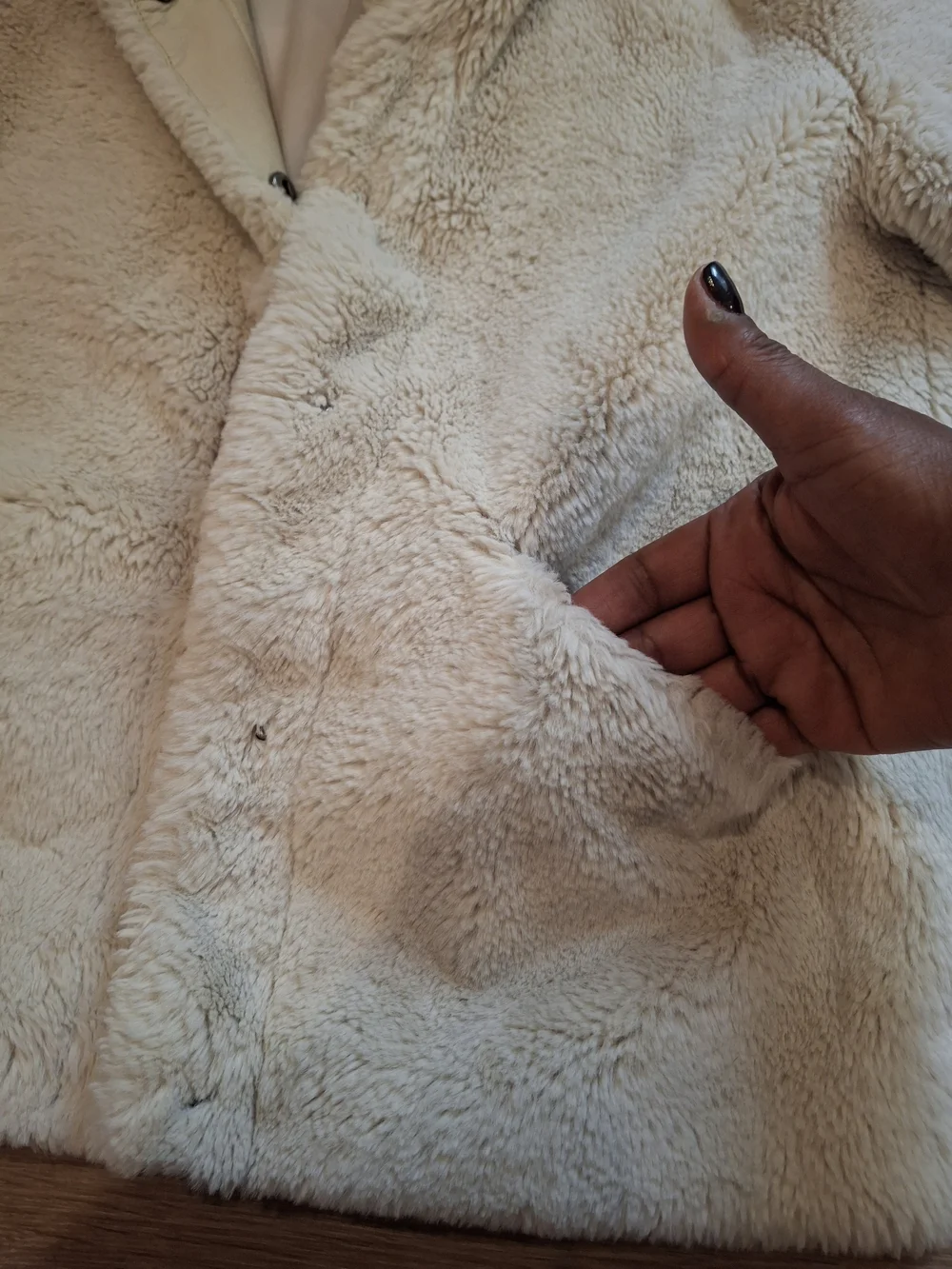 ONLY Beige-Cream Teddy Faux Fur Jacket Size XS